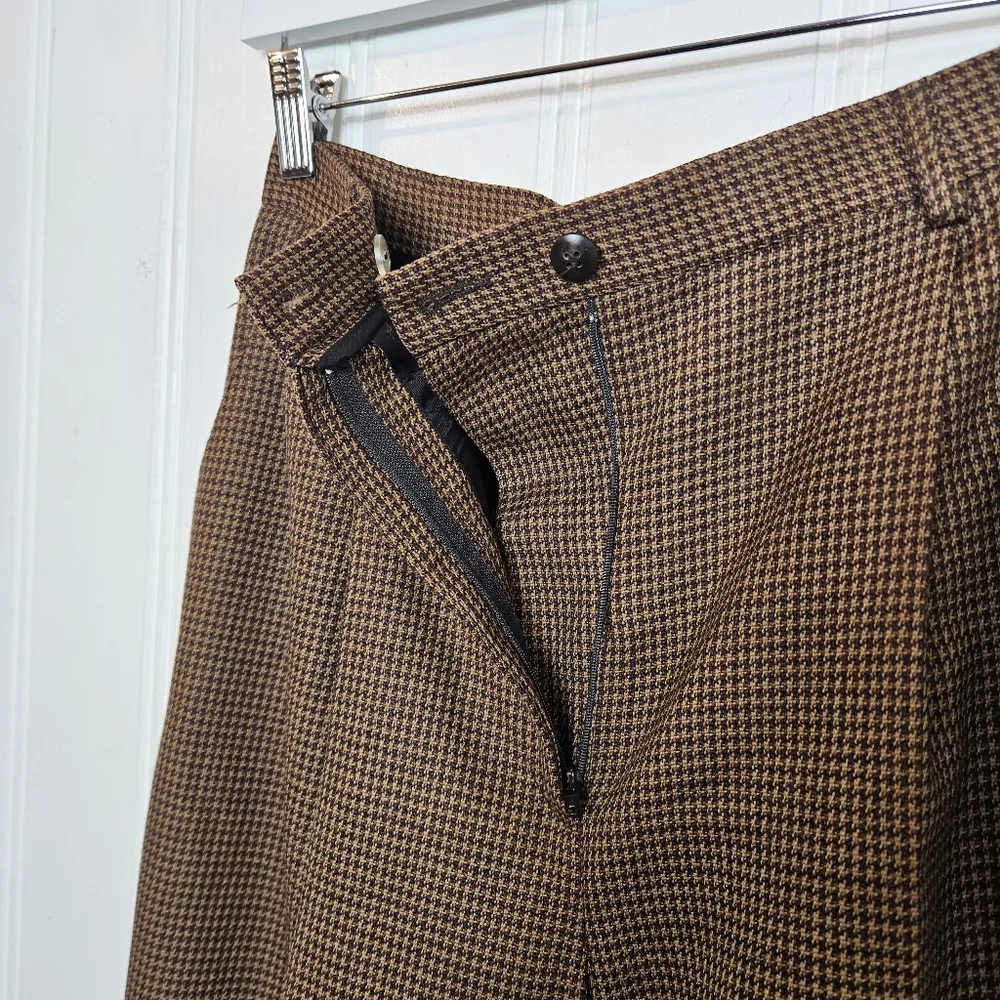 Vintage Rafaella Houndstooth Wool High Rise Pleated Trousers Pants Size 6 - Picture 9 of 13